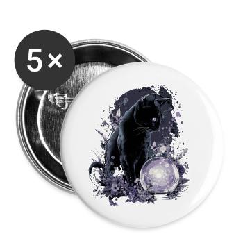 Magic Cat Fortune Teller Magical - Buttons small 1''/25 mm (5-pack) - white - Front