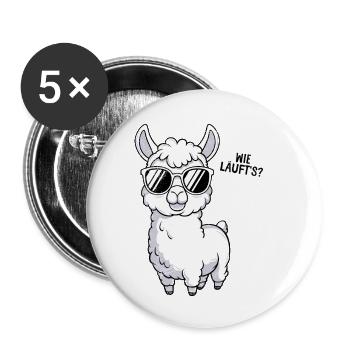 Alpaca HOW IS IT GOING? Llama Funny - Buttons small 1''/25 mm (5-pack) - white - Front