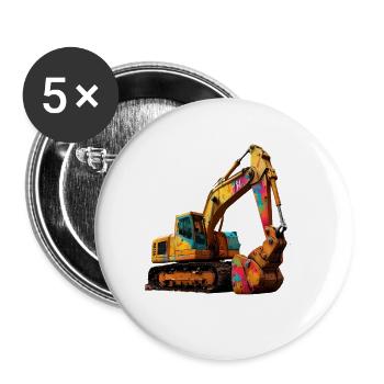 Color explosive excavator - Buttons small 1''/25 mm (5-pack) - white - Front