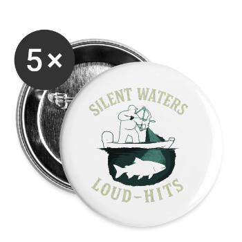 Silent Waters Loud-Hits Angler Abenteuer - Buttons klein 25 mm (5er Pack) - Weiß - Vorne