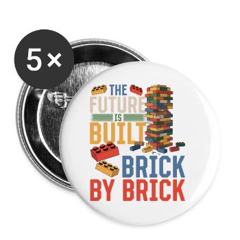 Building Blocks Kids Brick Builder - Buttons small 1''/25 mm (5-pack) - white - Front