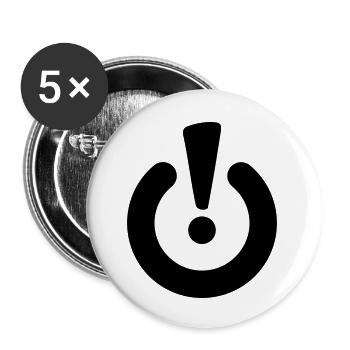 Standby Symbol – TV Strom Aus An Energiesparen - Buttons klein 25 mm (5er Pack) - Weiß - Vorne