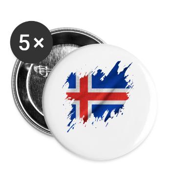 Drapeau islandais, style déchiré - Lot de 5 petits badges (25 mm) - blanc - Devant