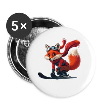 Fox Skier Adventure - Lot de 5 petits badges (25 mm) - blanc - Devant