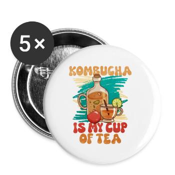 Kombucha ist mein Cup of Tea - Buttons klein 25 mm (5er Pack) - Weiß - Vorne