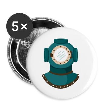 Nautic Design Antiker Taucherhelm Illustration - Buttons klein 25 mm (5er Pack) - Weiß - Vorne