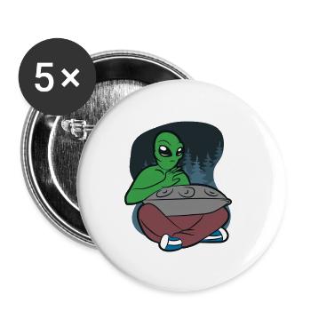 Alien Handpan Design – Vibrations cosmiques et son - Lot de 5 petits badges (25 mm) - blanc - Devant