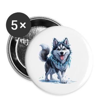 Eis Husky mit Eiskristallkette - Buttons small 1''/25 mm (5-pack) - white - Front