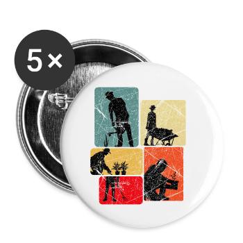 Hobby Gardener Allotment Gardening Gift - Buttons small 1''/25 mm (5-pack) - white - Front