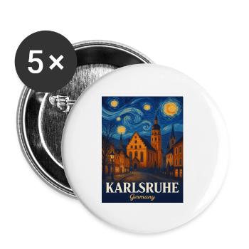 Karlsruhe Sternenstadt Malstil - Buttons klein 25 mm (5er Pack) - Weiß - Vorne