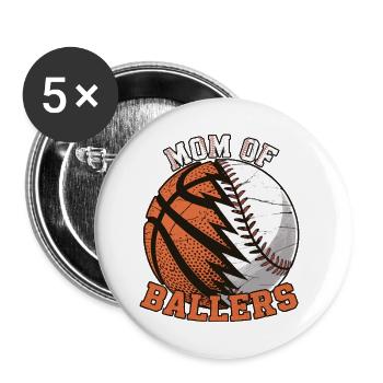 Mom of Ballers – Sportmama Design - Buttons small 1''/25 mm (5-pack) - white - Front