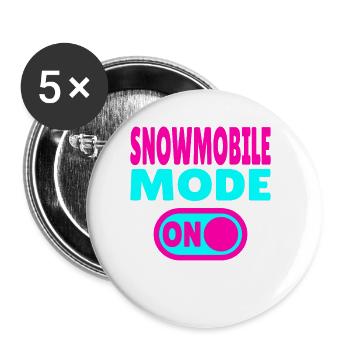 Snowmobile Mode ON - Buttons klein 25 mm (5er Pack) - Weiß - Vorne