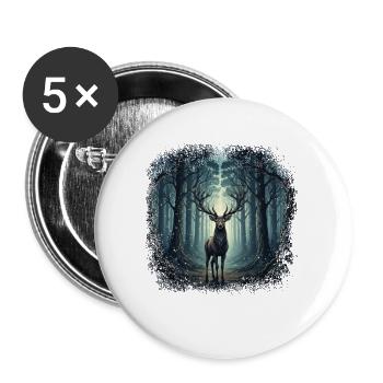 Forêt Cerf Scène Chasse Amoureux de la Nature - Lot de 5 petits badges (25 mm) - blanc - Devant