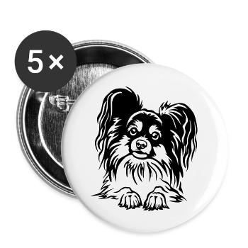 Papillon Kopf - Buttons klein 25 mm (5er Pack) - Weiß - Vorne
