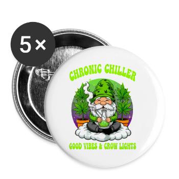 Cannabis Wichtel - Bong Gnom 420  - Buttons klein 25 mm (5er Pack) - Weiß - Vorne