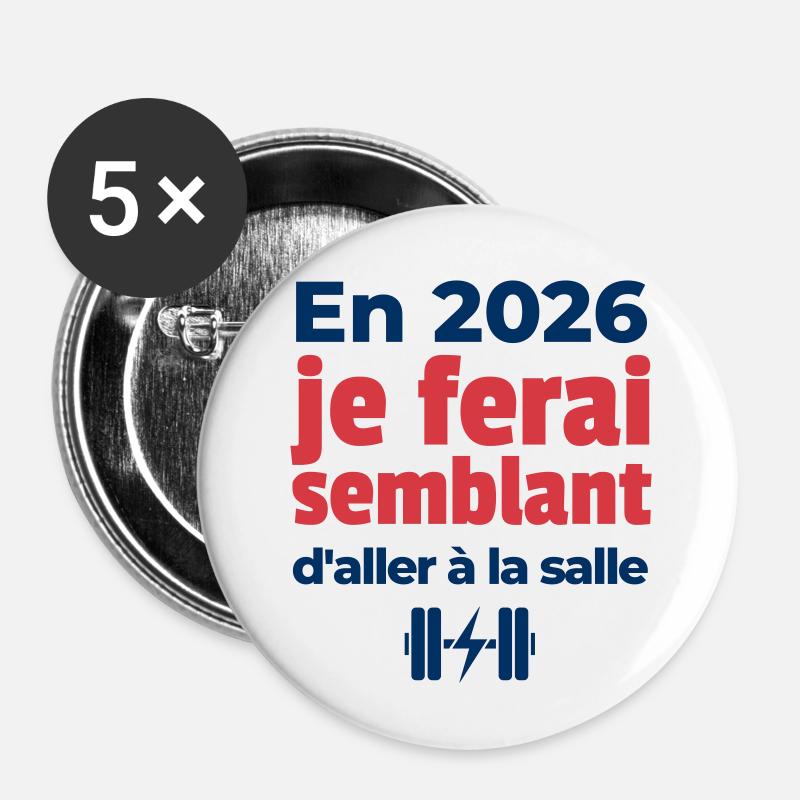 Year-end resolution - Buttons small 1''/25 mm (5-pack) - white