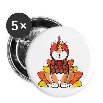 Shiba Inu Thanksgiving Turkey Costume Dog Outfit - Buttons small 1''/25 mm (5-pack) - white - Front