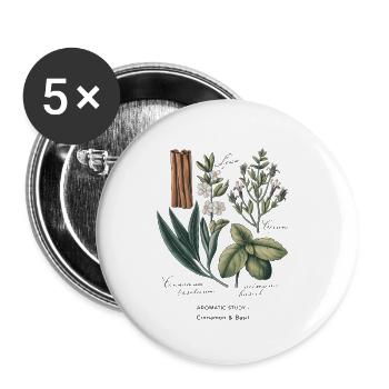 Botanical Art - Cinnamon & Basil - Buttons small 1''/25 mm (5-pack) - white - Front