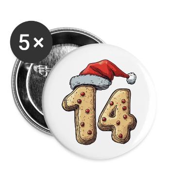 14 Number Biscuit Christmas - Buttons small 1''/25 mm (5-pack) - white - Front