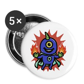 Fire Hero One-Eyed Alien - Buttons small 1''/25 mm (5-pack) - white - Front