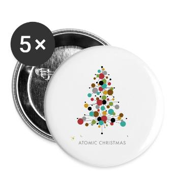Atomic Christmas – Retro Weihnachtsbaum Design - Buttons klein 25 mm (5er Pack) - Weiß - Vorne