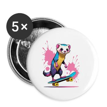 Colorful Skateferret Paint Splash - Buttons small 1''/25 mm (5-pack) - white - Front