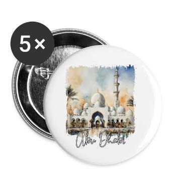 Abu Dhabi Aquarell – ich liebe Abu Dhabi - Buttons klein 25 mm (5er Pack) - Weiß - Vorne