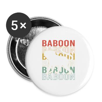 Baboon Baboon Primate Monkey Monkey - Buttons small 1''/25 mm (5-pack) - white - Front