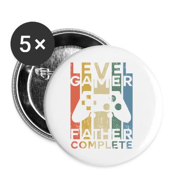 Gamer Gaming Vater Vatertag Spruch Zocken Papa - Buttons klein 25 mm (5er Pack) - Weiß - Vorne