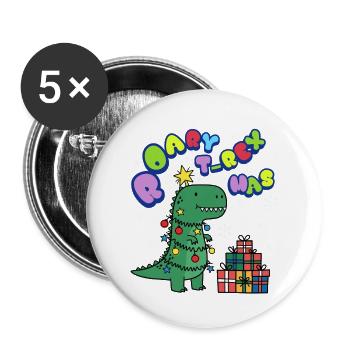 Timmie le petit T-Rex est un sapin de Noël - Lot de 5 petits badges (25 mm) - blanc - Devant
