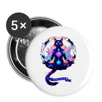 Cosmic Chakra Katze - Buttons klein 25 mm (5er Pack) - Weiß - Vorne