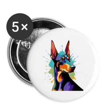 Color explosion Doberman - Buttons small 1''/25 mm (5-pack) - white - Front