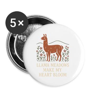 Cottagecore Llama Aesthetic Cute Farm Animal - Buttons small 1''/25 mm (5-pack) - white - Front