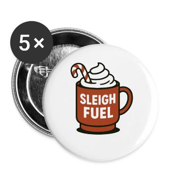 Sleigh Fuel Tasse à chocolat chaud Noël Fun - Lot de 5 petits badges (25 mm) - blanc - Devant
