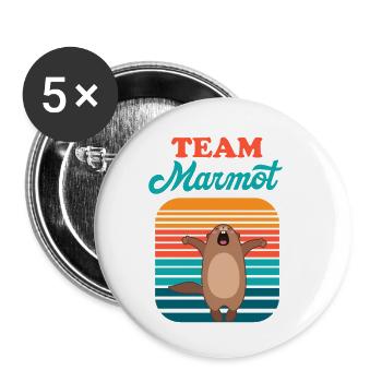 Marmot Équipe Rétro Soleil - Lot de 5 petits badges (25 mm) - blanc - Devant