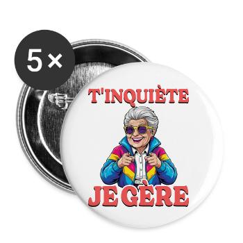 Oma, mach dir keine Sorgen, ich schaffe das Oma - Buttons klein 25 mm (5er Pack) - Weiß - Vorne
