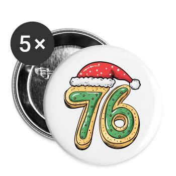 Biscuit de Noël à 76 chiffres - Lot de 5 petits badges (25 mm) - blanc - Devant