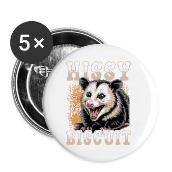 Funny Opossum - Buttons klein 25 mm (5er Pack) - Weiß - Vorne