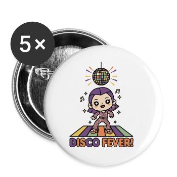 Fièvre disco | Chibi Girl Soirée de danse Rétro des années 70 - Lot de 5 petits badges (25 mm) - blanc - Devant