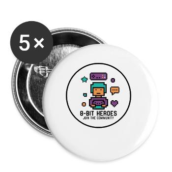 Pixel Gamer Retro 8-Bit Gaming Kult - Buttons small 1''/25 mm (5-pack) - white - Front