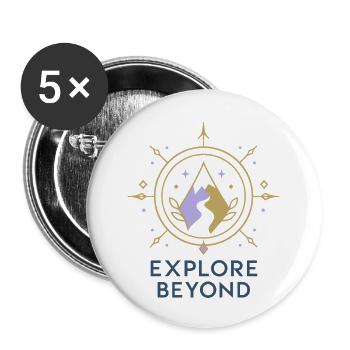 Explore Beyond Kompass - Buttons klein 25 mm (5er Pack) - Weiß - Vorne