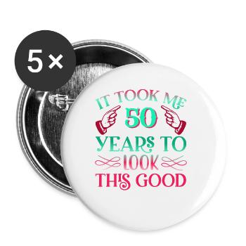 It took 50 years to look so good - Buttons small 1''/25 mm (5-pack) - white - Front