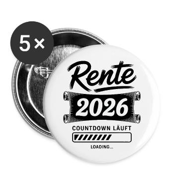 Rente 2026 Countdown - Buttons klein 25 mm (5er Pack) - Weiß - Vorne