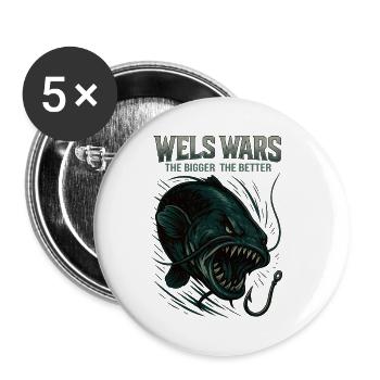 Wels Wars : plus c’est grand, mieux c’est - Lot de 5 petits badges (25 mm) - blanc - Devant