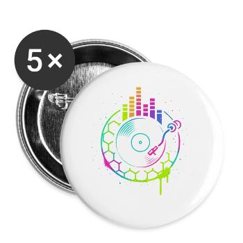 Musique Vinyle Platine DJ Equalizer Retro - Lot de 5 petits badges (25 mm) - blanc - Devant