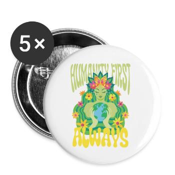 Menschlichkeit : l’égalité : l’humanité d’abord, toujours - Lot de 5 petits badges (25 mm) - blanc - Devant