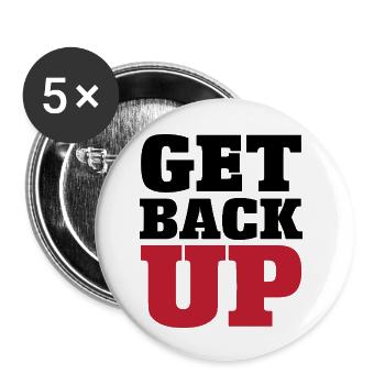 Judo Graphic Get Back Up - Buttons small 1''/25 mm (5-pack) - white - Front