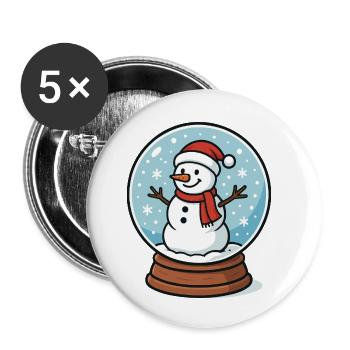 Snow Globe Snowman - Buttons small 1''/25 mm (5-pack) - white - Front