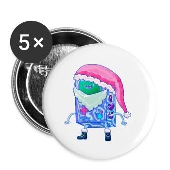 Christmas Game Console Kawaii Robot Santa - Buttons small 1''/25 mm (5-pack) - white - Front