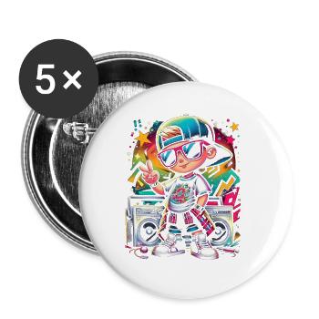 Cool Hip Hop Guy Graffiti Artist Illustration - Buttons small 1''/25 mm (5-pack) - white - Front